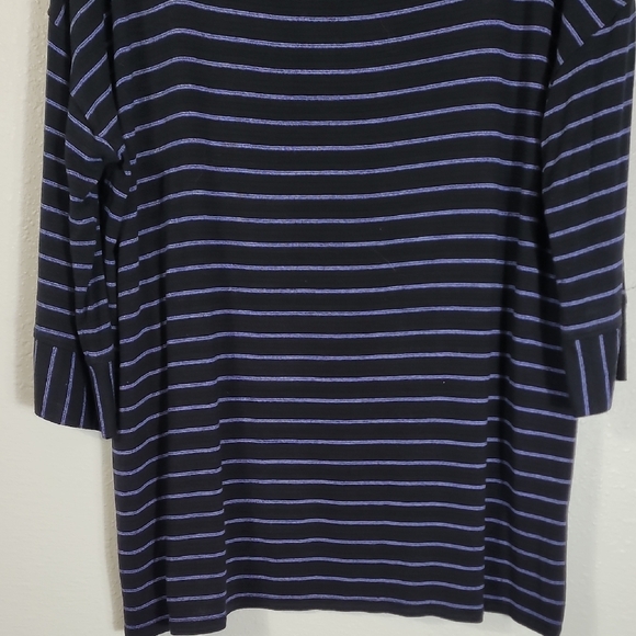 J Jill Wearever Long Sleeve Tunic Top Size L Blue Striped Rayon Relaxed Comfy - Picture 3 of 11